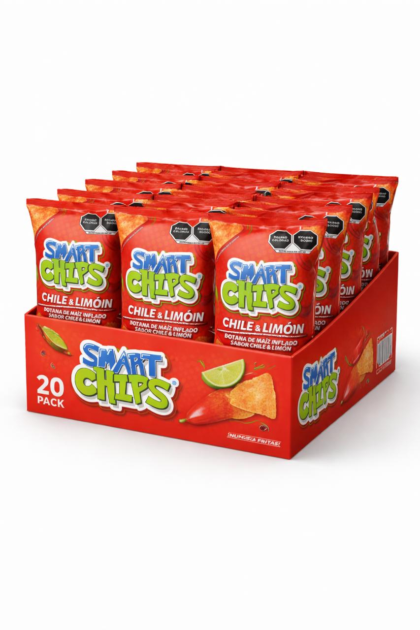 CAJA 20 PZ SMARTCHIPS CHILE LIMON 25 GR