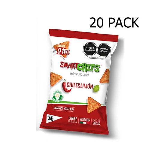 CAJA 20 PZ SMARTCHIPS CHILE LIMON 25 GR